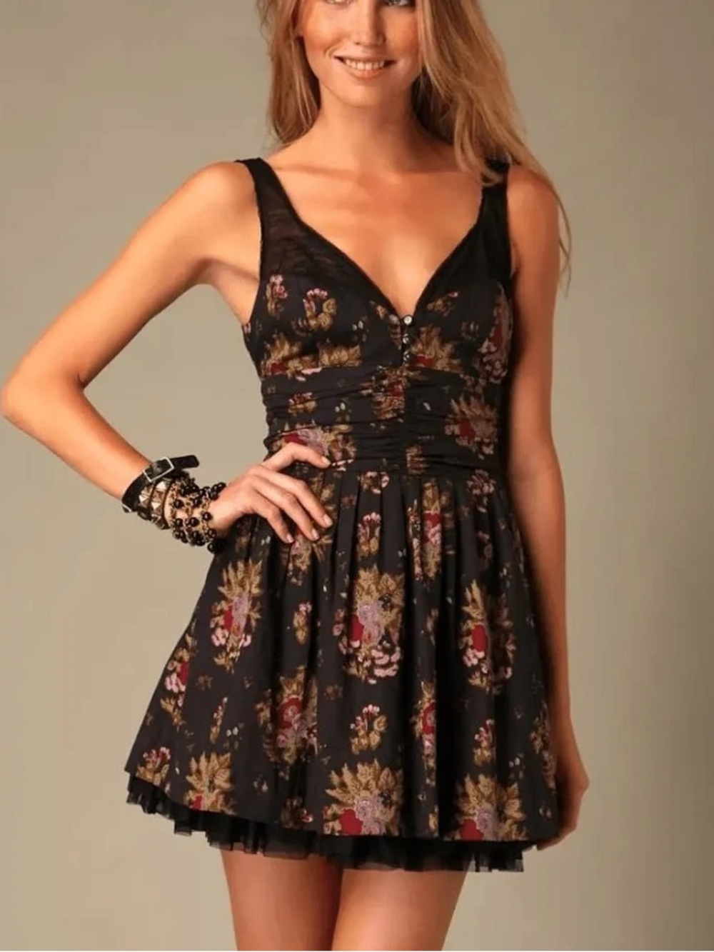 Free People Cabbage Rose Floral Mini Dress
